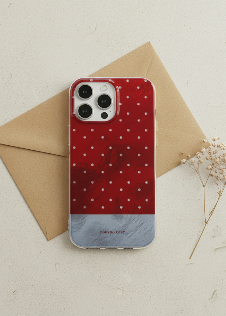 Bold Red & Grey Polka Dot Clear Case