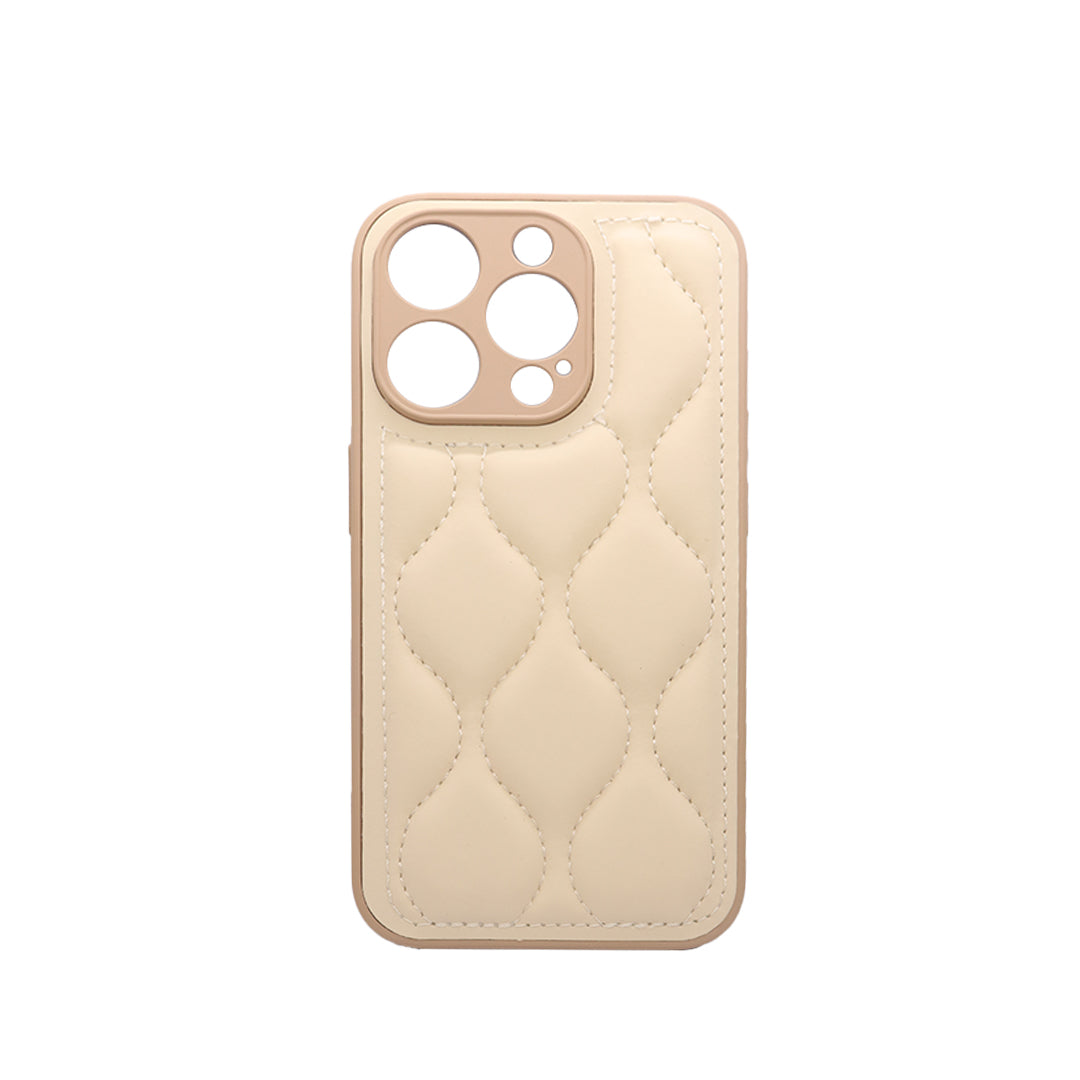 Beige Quilted Leather Phone Case